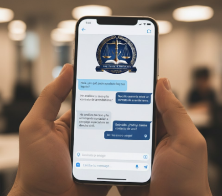 Celular con el asistente legal de Ley, Justa & Ordenada